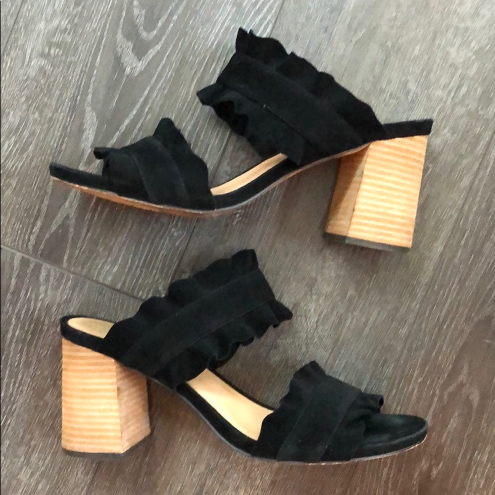Free People Rosie Ruffle Black Sandal Size 41 (10)